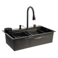 Кухонная мойка ZEIN M03, S=3.0 и 0.7мм, смеситель, корзины, разделочная доска, сифон, графит 9932021 - фото 17173656