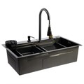 Кухонная мойка ZEIN M03, S=3.0 и 0.7мм, смеситель, корзины, разделочная доска, сифон, графит 9932021 - фото 17173657