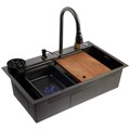 Кухонная мойка ZEIN M03, S=3.0 и 0.7мм, смеситель, корзины, разделочная доска, сифон, графит 9932021 - фото 17173659