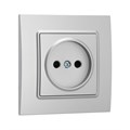 Розетка одноместная TOT Elegant, 10 А, скрытая, без з/к, серебристая 10439602 - фото 17180190