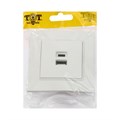 Розетка с USB-A + USB-C разъёмами, 2.1 A, 5В, TOT Elegant, скрытая, белая 10439631 - фото 17180288