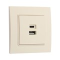 Розетка с USB-A + USB-C разъёмами, 2.1 A, 5В, TOT Elegant, скрытая, бежевая 10439632 - фото 17180290