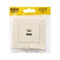 Розетка с USB-A + USB-C разъёмами, 2.1 A, 5В, TOT Elegant, скрытая, бежевая 10439632 - фото 17180293