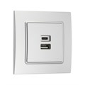 Розетка с USB-A + USB-C разъёмами, 2.1 A, 5В, TOT Elegant, скрытая, серебристая 10439633 - фото 17180295
