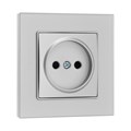 Розетка одноместная TOT Matte Glass, 10 А, скрытая, без з/к, стекло, серебристая 10439664 - фото 17180395