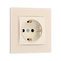 Розетка одноместная TOT Matte Glass, 16 А, скрытая, с з/к, стекло, бежевая 10439667 - фото 17180410