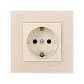 Розетка одноместная TOT Matte Glass, 16 А, скрытая, с з/к, стекло, бежевая 10439667 - фото 17180411