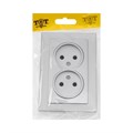 Розетка двухместная TOT Matte Glass, 10 А, скрытая, без з/к, стекло, серебристая 10439673 - фото 17180438