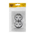 Розетка двухместная TOT Matte Glass, 16 А, скрытая, с з/к, стекло, серебристая 10439677 - фото 17180458