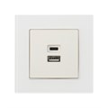 Розетка с USB-A + USB-C разъёмами, 2.1 A, 5В, TOT Matte Glass, скрытая, стекло, белая 10439693 - фото 17180526