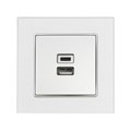 Розетка с USB-A + USB-C разъёмами, 2.1 A, 5В, TOT Matte Glass, скрытая, стекло, серебристая   104396 10439695 - фото 17180536 Розетка с USB-A + USB-C разъёмами, 2.1 A, 5В, TOT Matte Glass, скрытая, стекло, серебристая   104396 10439695 - фото 17180536