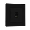 Розетка с USB-A + USB-C разъёмами, 2.1 A, 5В, TOT Matte Glass, скрытая, стекло, черная 10439696 - фото 17180540 Розетка с USB-A + USB-C разъёмами, 2.1 A, 5В, TOT Matte Glass, скрытая, стекло, черная 10439696 - фото 17180540