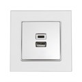 Розетка с USB-A + USB-C разъёмами, 2.1 A, 5В, TOT Glossy Glass, скрытая, стекло, серебристая   10439 10439742 - фото 17180706 Розетка с USB-A + USB-C разъёмами, 2.1 A, 5В, TOT Glossy Glass, скрытая, стекло, серебристая   10439 10439742 - фото 17180706
