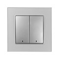 Выключатель TOT Glossy Glass, 10 А, 2 клавиши, с подсветкой, скрытый, стекло, серебристый 10439715 - фото 17184936