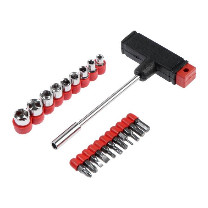 17102151_big Отвертка с набором бит и головок ЛОМ, Т-образный держатель, 21 предмет — изображение 1